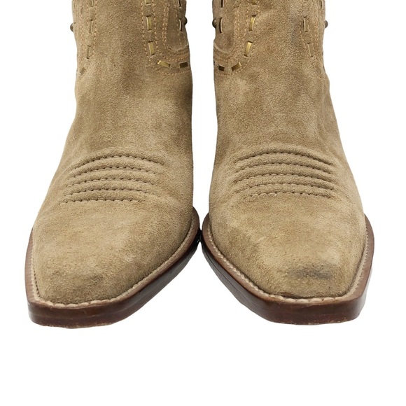 Cole Haan Tan Suede‎ Square Toe Cowboy Boots - Picture 4 of 11